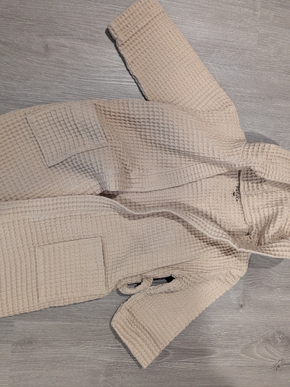 Petite Sophisticate Waffle-Knit Hooded Robe in Beige